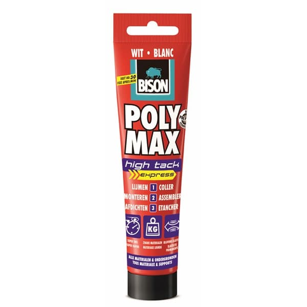 6312640 Bison Poly Max® High Tack Express Wit tube 165g NLFR